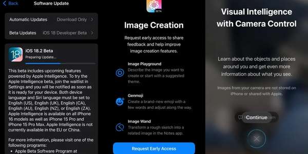 Apple, Apple Intelligence, Apple AI, Apple iOS 18.2, iPhone 16 iOS 18.2, iPhone 16 iOS 18.2, Genmoji, Image Playground, and Visual Intelligence